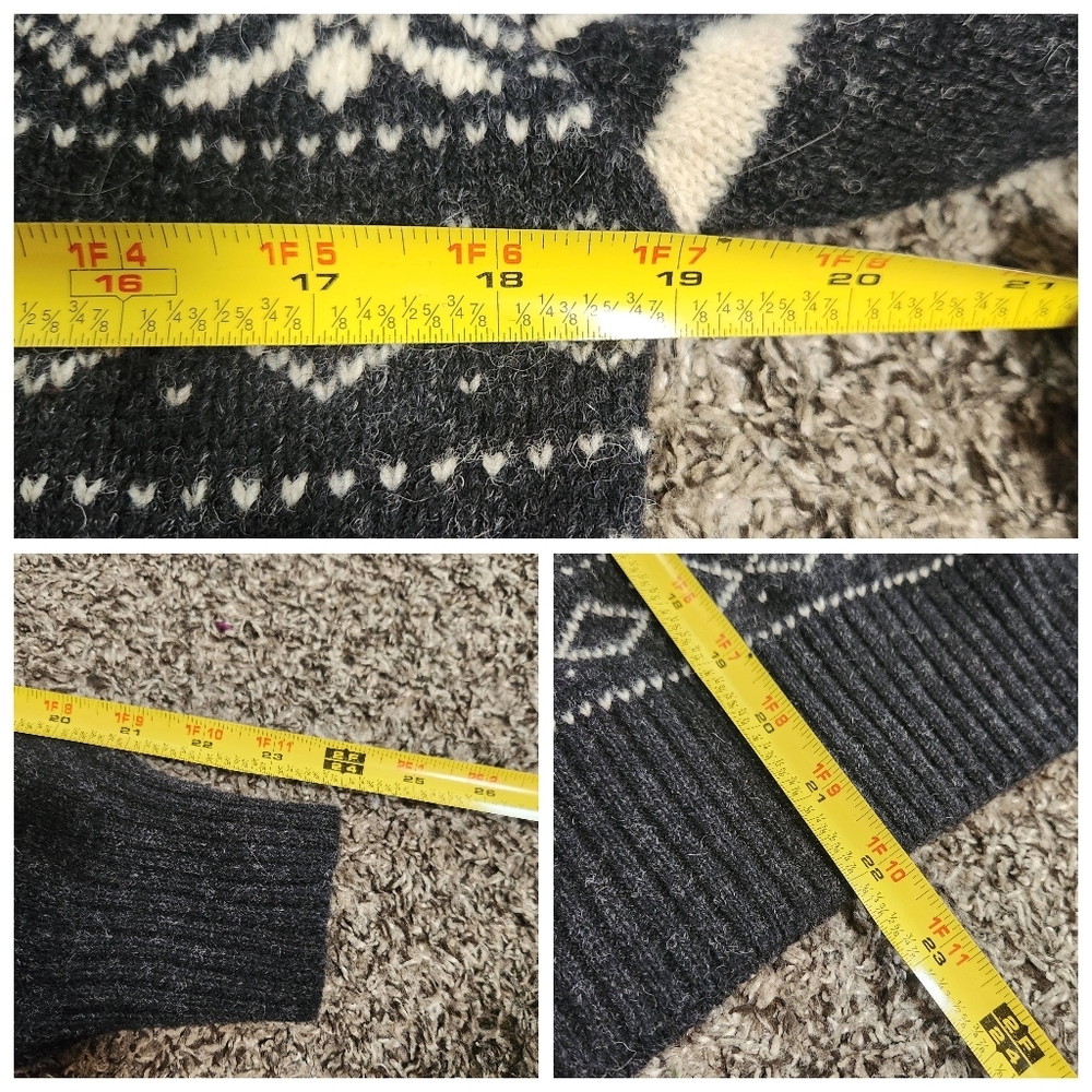 Vtg J G Hook Shetland Wool Black Cream Fair Isle Nordic Size 38 Small - Picture 15 of 16